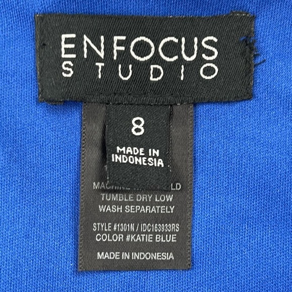 Enfocus Studio Dress Womens 8 Royal Blue Textured V-Neck‎ Sleeveless Stretch - Picture 8 of 9